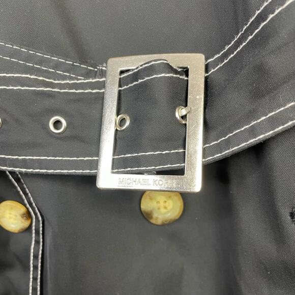 Vintage 2000s Y2K Michael Kors Black Classic Belted Trench Coat Jacket Womens L - Picture 4 of 13